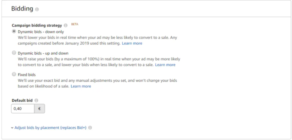 Amazon campaign bidding strategy