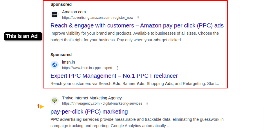 PPC ads example