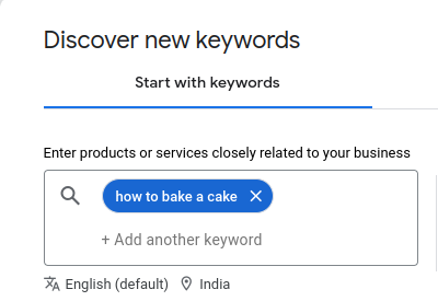 Google Analytics Keywords planner