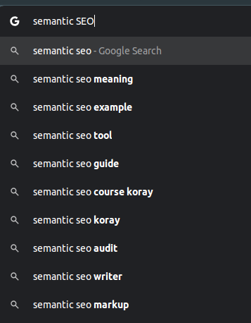 List of semantic keywords